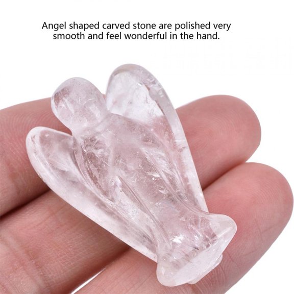 FTVOGUE Crystal Angel Figurine, Angel Figurine,Beautiful Natural Clear Quartz Crystal Healing Power Carved Angel Figurine