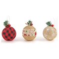 thumbnail image 3 of 12-Piece Natural Jute Christmas Ornaments - Baubles Ornaments - Red & Green - 3.2 Inches, 3 of 4