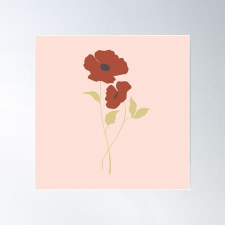 Poppies 3 Poster Wall Art, Modern Wall Decor For Living Room Bedroom, 17x17 UNFRAMED