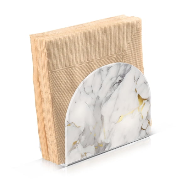 Grey White Marble Napkin Holder for Table Acrylic Clear Tissue Dispenser Stand Kitchen Dining Bar Tabletop Picnic Restaurant Decor