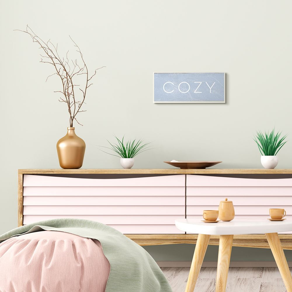 Stupell Industries Cozy Text Charming Distressed Blue Paint Wall Plaque by Daphne Polselli