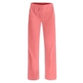 thumbnail image 7 of Womens Soft Straight Leg Sleep Pants Elastic Waist Solid Color Casual Trousers for Loungewear Nightwear Watermelon Red 8(L), 7 of 7