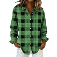 thumbnail image 2 of Dressy Plaid Button Down Shirts for Women Casual Long Sleeve Lapel Blouse Oversized Fall Winter Shirt Jackets, 2 of 3