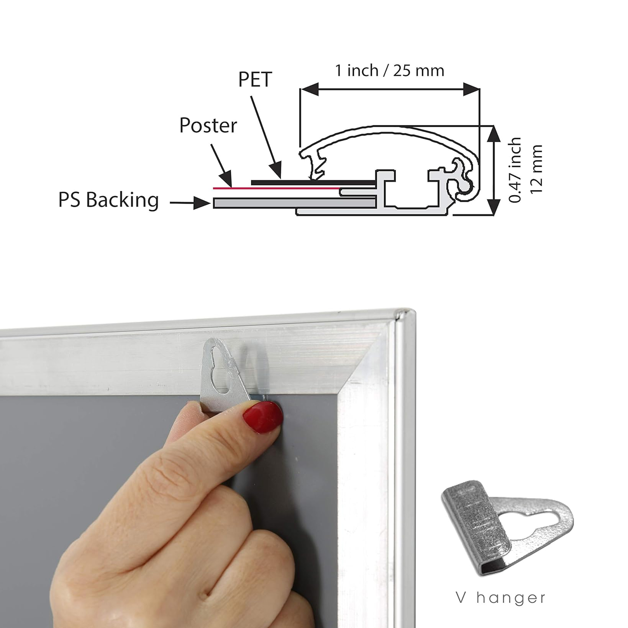 M&T Displays 18x24 Silver Picture Frame Front Loading Diploma Certificate Sign Aluminum - 2 Pack