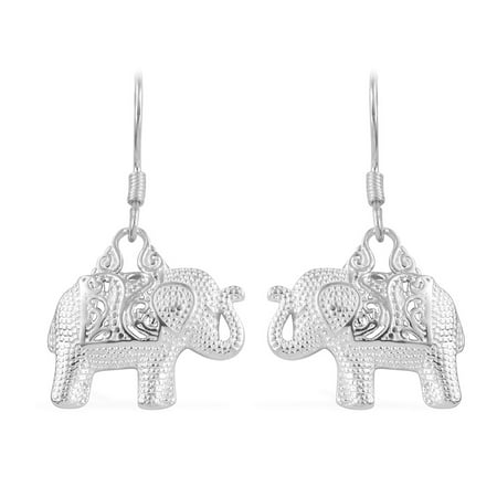 Elephant Earings - Handmade 925 Sterling Silver Lucky Charm Tribal Elephant Dangle Drop Earrings for Women Jewelry Gift