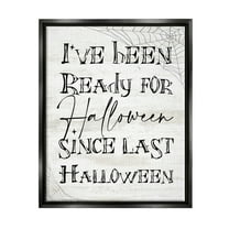 Stupell Industries Ready For Halloween Spooky Typography Spider Webs Graphic Art Jet Black Floating Framed Canvas Print Wall Art, Design by Daphne Polselli