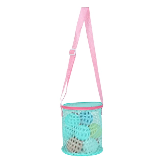 R-512 Green Adjustable Shoulder Strap Beach Mesh Bag Large Capacity Zipper Closure For Kids Adults Outdoor Use