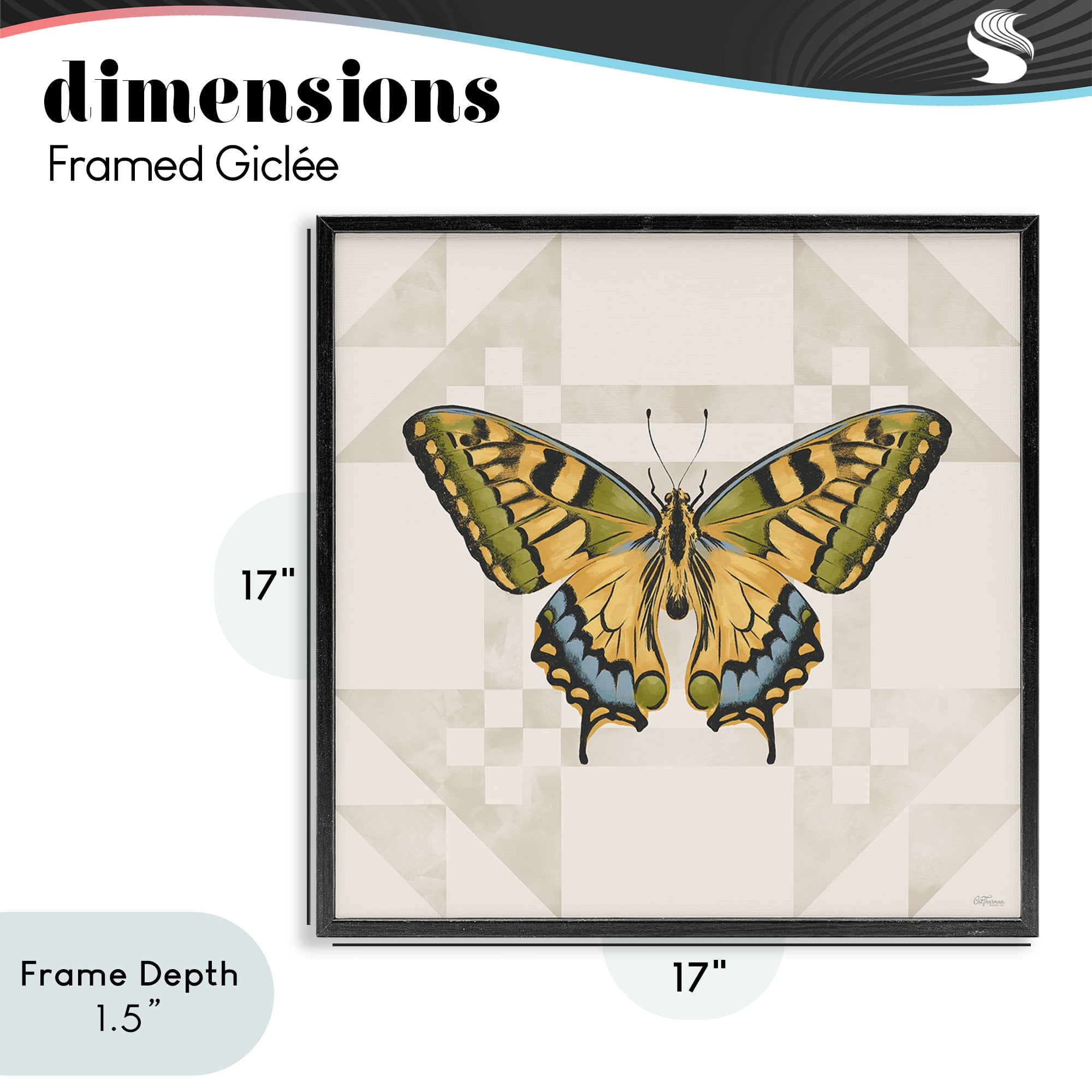 Stupell Industries Green Swallowtail Butterfly Black Framed Giclee Art, design by Cat Thurman Designs