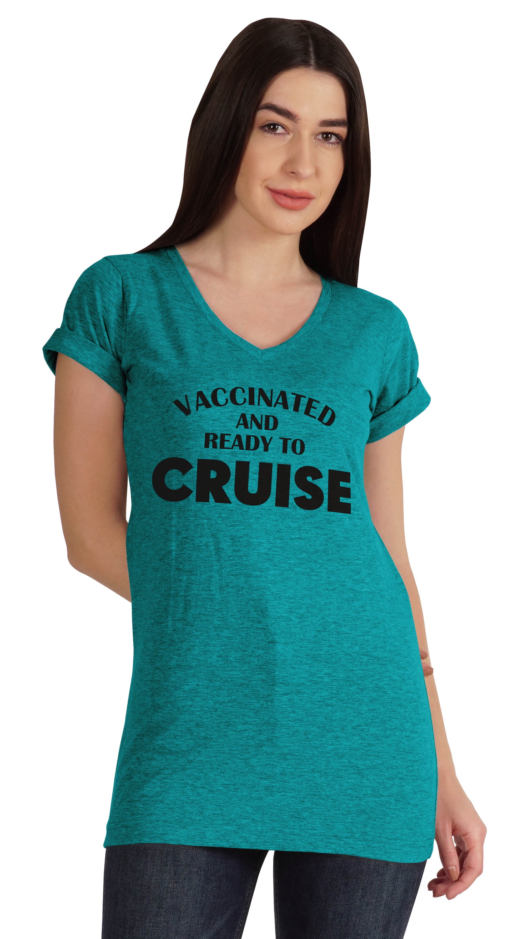 Inkmeso Vaccinated And Ready To Cruise Funny Pro-Vaccine V-Neck T-shirt For  Womens - Walmart.com