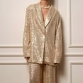 thumbnail image 5 of JGGSPWM Women's Sequin Blazer Casual Lightweight Open Front Glitter Suit Jackets Long Sleeve Fashion Sparkly Party Jacket Gold XL, 5 of 7