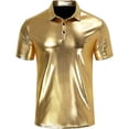 thumbnail image 3 of Camisas De CompresióN Para Hombre Camisas relajadas de manga corta con lentejuelas para hombre, camisetas de fiesta de discoteca de los años 70 (Gold, M), 3 of 6