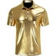 thumbnail image 3 of Camisas De CompresióN Para Hombre Camisas relajadas de manga corta con lentejuelas para hombre, camisetas de fiesta de discoteca de los años 70 (Gold, XXL), 3 of 6