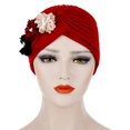 thumbnail image 3 of Weikingp Headbands for Women, Women Solid Floral Hat Muslim Ruffle Turban Wrap Cap, Bandanas for Women, Bandanas for Men Wine, 3 of 5