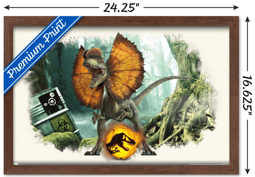 Jurassic World: Dominion - Dilophosaurus Focal Wall Poster, 14.725" x 22.375" Framed