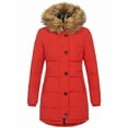 thumbnail image 1 of LUXUR Ladies With Pockets Hooded Coats Slim Fit Outdoor Thickened Jacket Red 4XL, 1 of 2