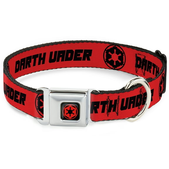 Star Wars Pet Collar, Dog Collar Metal Seatbelt Buckle, Star Wars Darth Vader Text and Galactic Empire Logo Red Black, 9.5 to 13 Inches 1.0 Inch Wide