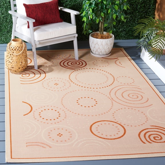 Safavieh Courtyard Hugo Oriental Indoor/Outdoor Area Rug, Natural/Terracotta, 6'7" x 9'6"