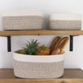 thumbnail image 3 of 12 Inch Cotton Rope Woven Storage Basket Set of 3, Stackable Multipurpose Organizer Bins, White & Desert, 3 of 6