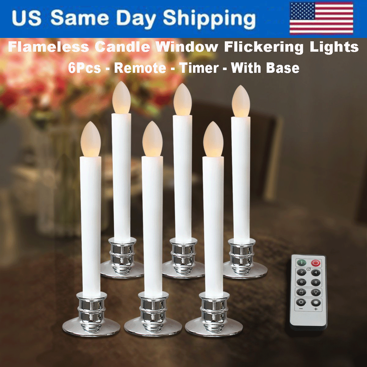 6pcs Valentine's Day Romantic Flameless LED Electronic Candle Light Remote Timer 6pcs Valentine's Day Romantic Flameless LED Electronic Candle Light Remote Timer