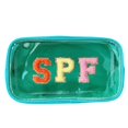 thumbnail image 1 of Bolsa de maquillaje cqoogrlx de nailon transparente con parche con letras SPF con purpurina, 1 of 7