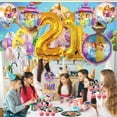 thumbnail image 5 of Long Hair Princess Birthday 21th Cups Party Supplies Plates Fans Decorations Cake Topper Decor, 5 of 6