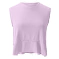 thumbnail image 4 of Samlisa Womens Cropped Workout Tank Tops Summer Loose Fit Sleeveless Yoga Tops Irregular Hem Side Slit Running Gym Fitness T Shirts Tees 0630S*Light Purple M, 4 of 6
