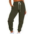 thumbnail image 2 of Lroveb Fleece Lined Sweatpants for Women, High Waisted Jogger Pants, Womens Solid Color Casual Sports Tie Up With Plush Sweater Material Pants Army Green, 2 of 4