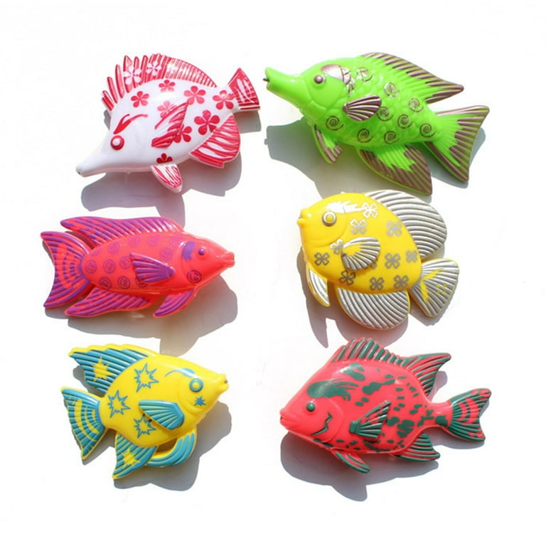 Fishing Bath Toys 7Pcs Magnetic Cartoon Fishes & Pole Set for Kids 1-8 Year  Old 