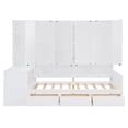 thumbnail image 5 of Twin Size Wood Daybed with Desk and Wardrobe, Space-Saving Storage Bed with Bookshelf and Drawers for Small Bedrooms, Modern White Corner Bed Frame for Teens and Adults, 5 of 9