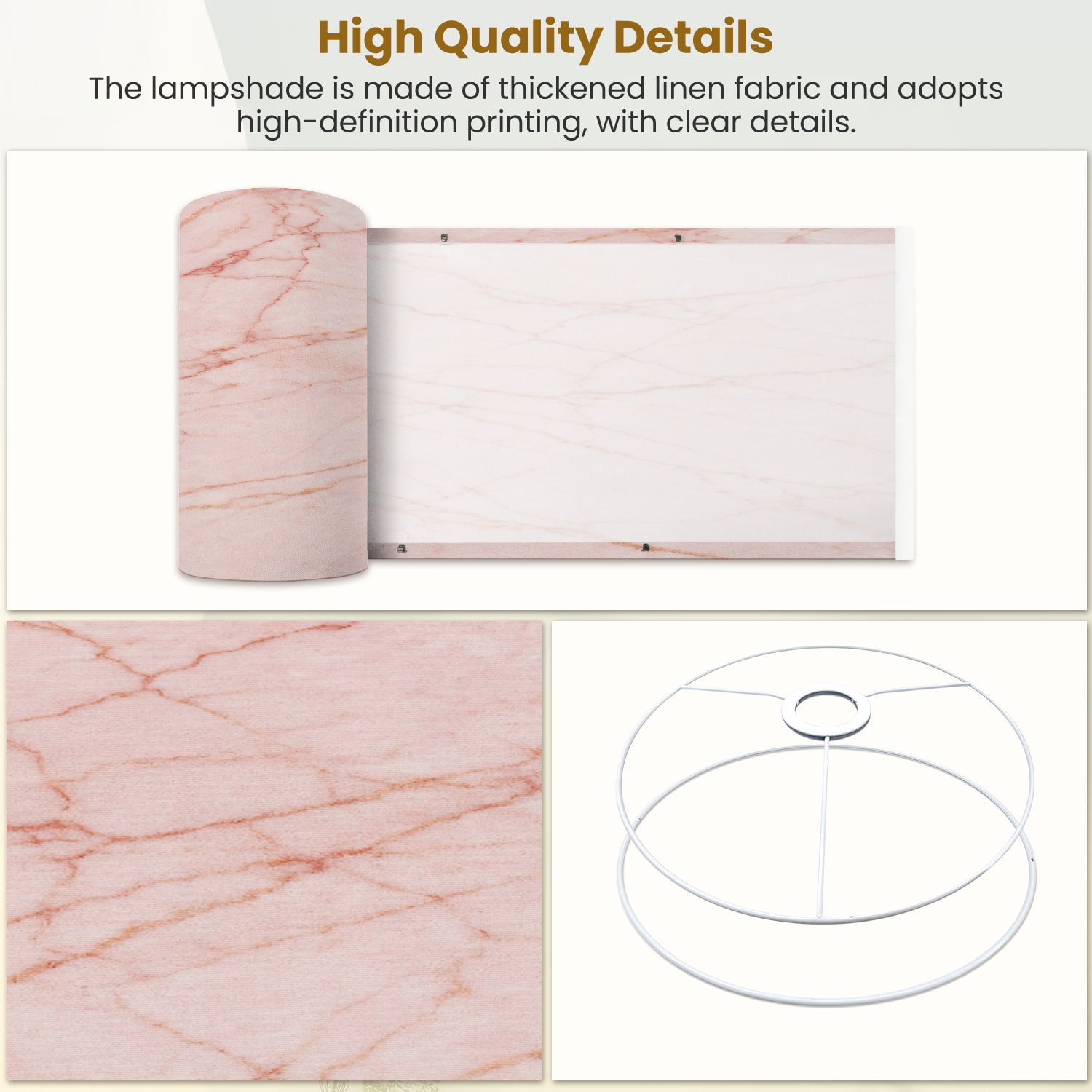 Lampshades 2 Pack rose gold marble wall texture for design art work seamless tile stone 13"x13"x10" Light Shade for Table Lamps Floor Lamps Drum Lamp Shades Lampshade Replacement Easy Assembly