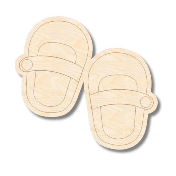 Unfinished Wood Etched Baby Shoes Shape | Paint By Line Crafts 20" / 1/8"