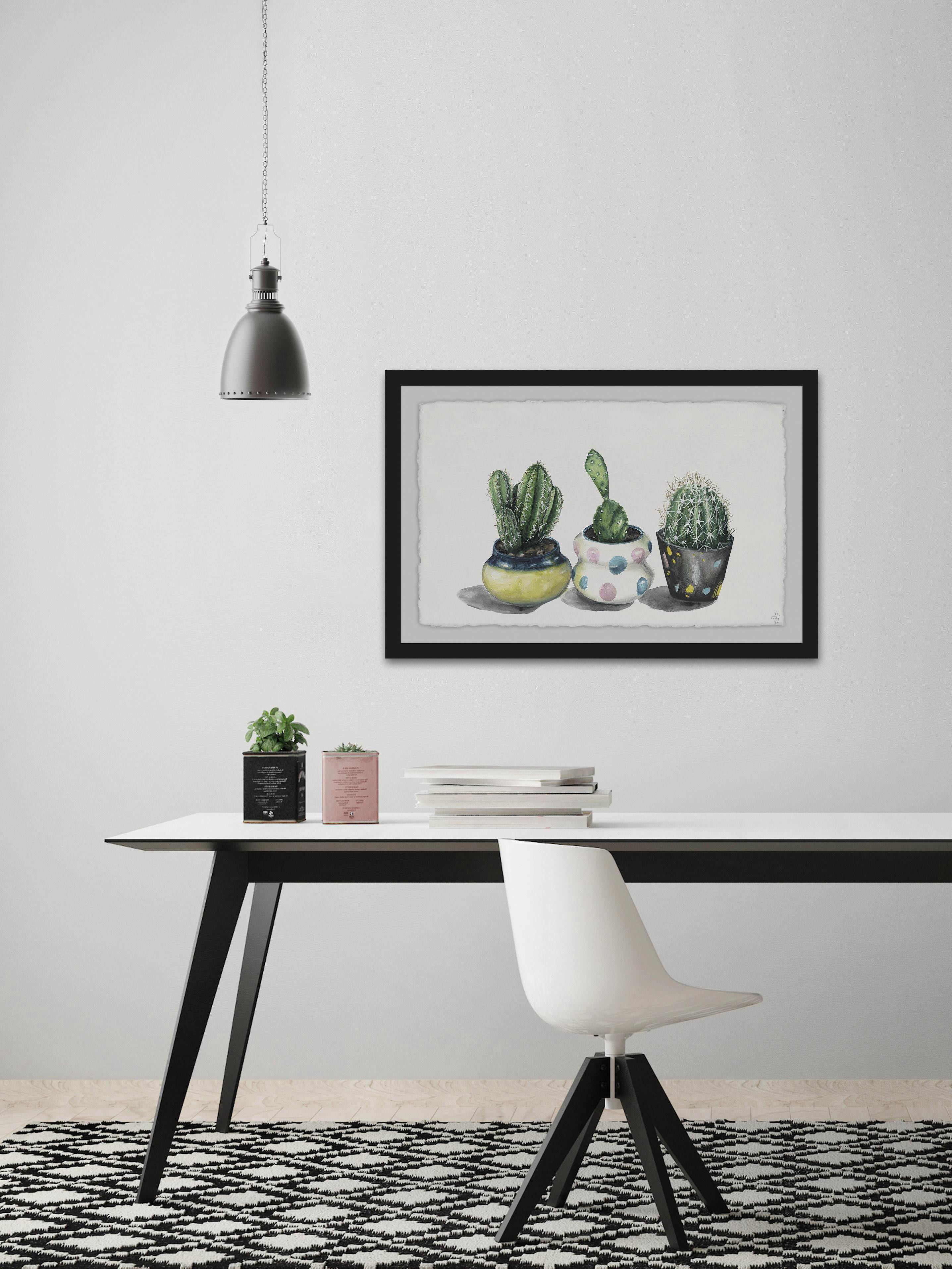 Cacti Trio Framed Painting Print