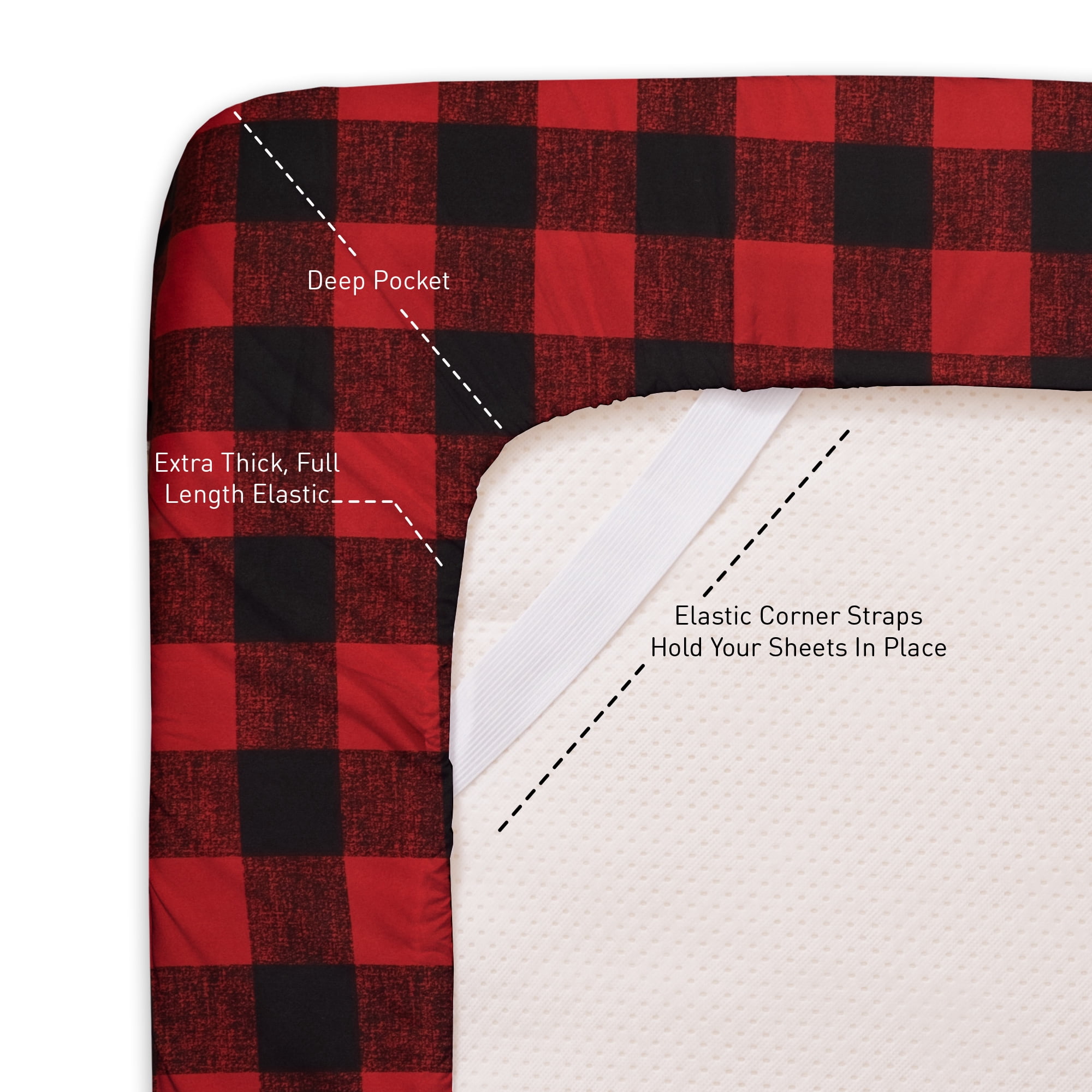 Sweet Home Collection 1800 Series Buffalo Plaid Black and Red 4 Piece Bed Sheet Set - Twin