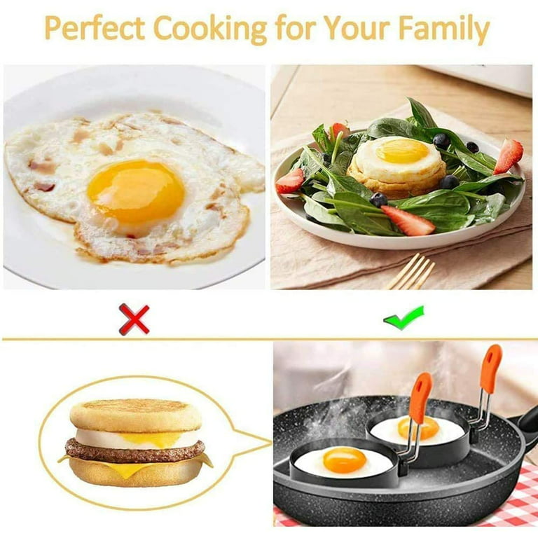PROFESSIONAL Silicone Egg Ring, Pancake mold Best egg mold for breakfast  sandwiches, Omelets and More, Nonstick Mold Ring, Round Red (Pack of 4) and
