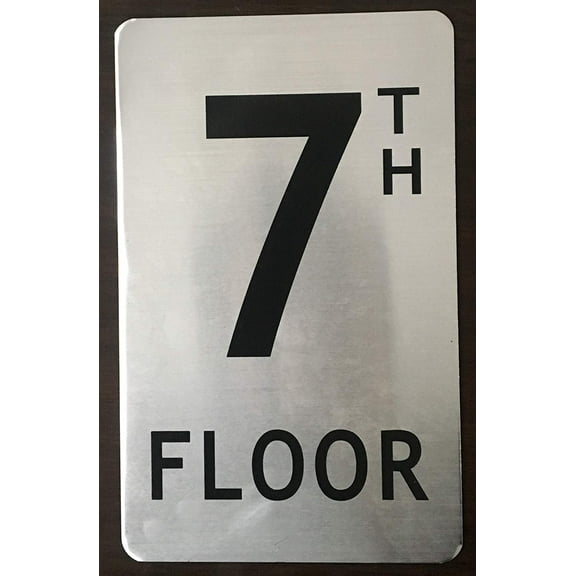 7TH FLOOR SIGN (BRUSHED ALUMINUM 8X5)-The Mont argent line.