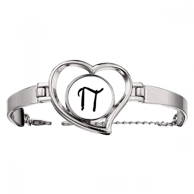 Alfabeto griego PI negro silueta Pulsera pulsera de joyería en forma de corazón Unbranded M