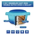thumbnail image 5 of 2 in 1 Enameled Cast Iron Double Dutch Oven & Skillet Lid, 5-Quart, Induction, Electric, Gas & In Oven Compatible, Caribbean, 5 of 8