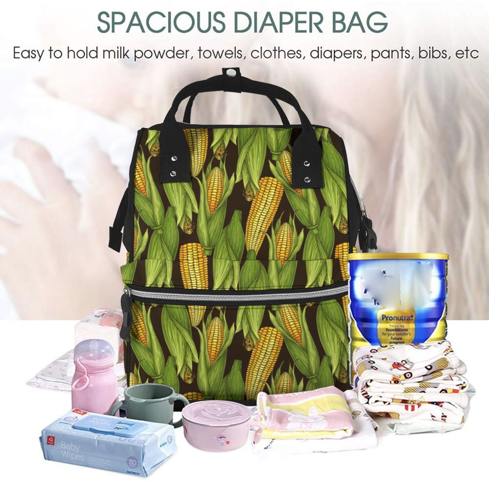 Ratiio Corn 2 Mummy Backpack - Waterproof Twill Canvas, Large Capacity Diaper Bag with Multiple Pockets and Adjustable Straps