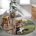 thumbnail image 4 of Farmhouse Animals Round Rug 3.3ft Washable Circle Entryway Rugs Non Slip Country Cows Sheeps Roosters Farm Area Rug Indoor Floor Carpet for Bedroom Kitchen Living Room Home Office Dining Room Nursery, 4 of 8