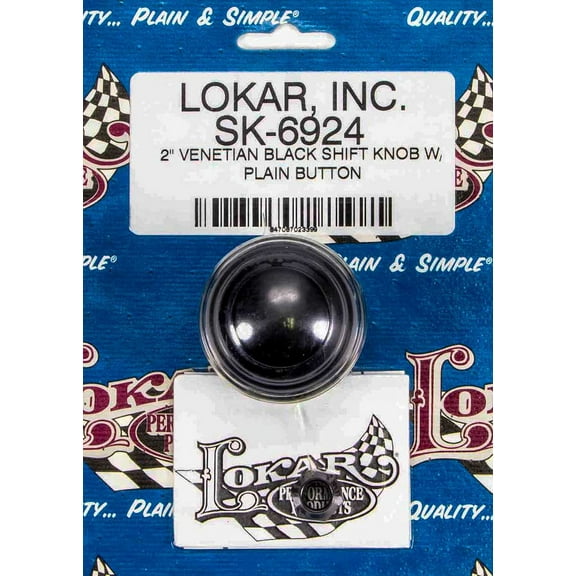 Lokar SK-6924 LOCSK-6924 KNOB; WITH PLAIN PUSH BUTTON FOR LOKAR SHIFTER;2IN. VENETIAN STYLE; BLACK FINISH