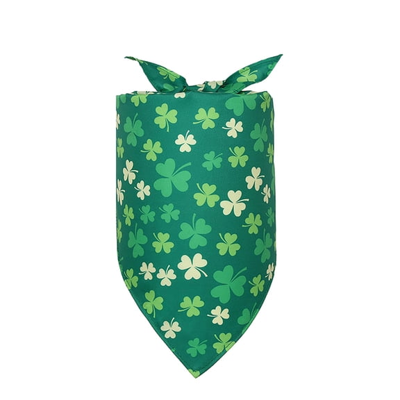 St. Patrick's Day Dog Bandana Set 1 PCS - Medium Green Irish Pattern Pet Scarf, Tie-On Festive Costume Accessory for Small Medium Cats & Dogs