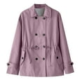 thumbnail image 2 of APEXFWDT Women's Short Trench Coat Double-Breasted Notch Collar Elegant Casual Jacket Relaxed-Fit Outerwear,XXL,Purple, 2 of 9