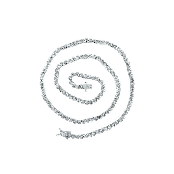 10kt White Gold Mens Round Diamond 16-inch Tennis Chain Necklace 4-3/8 Cttw