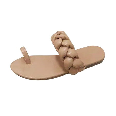 

CYMMPU Women s Slippers Women s Leisure Holiday Beach Knitting Sleeve Flat Bottom Slippers Sandals