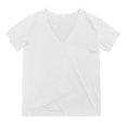 thumbnail image 6 of MIXUE Womens Tops Summer Solid Color V Neck Short Sleeve Elastic Fashion Casual Shirts For Women Tee Shirts Activewear,White,L, 6 of 6