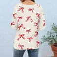 thumbnail image 4 of Mifsaly 3/4 Sleeve Valentines Shirt Women Bow Print Crewneck Blouse Heart Graphic Pullover Tops Girlfriend Gifts Loose T-Shirts Fashion Spring Summer Outfits L, 4 of 7