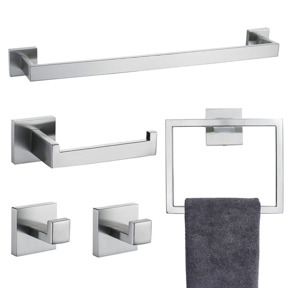 CoSoTower 5 Pieces Bathroom Hardware Accessories Set Towel Bar Set Wall Mounted,Stainless Steel