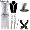thumbnail image 2 of Nouvelle Robe Charleston Rétro Élégante des Années 1920 pour Femme Great Gatsby Fête Cosplay Sans Manches à Paillettes Perlées à Franges Robes Femme Vestidos, 2 of 6
