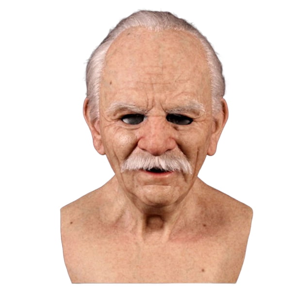Máscara de anciano para adultos, realista, de látex, con cubierta completa para la cabeza, con arrugas realistas, para Halloween, mascarada, cosplay, accesorios de disfraz.