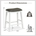 thumbnail image 3 of ERGOMASTER Bar Stools, 26 Inch Counter Height Saddle Stools, Solid Wood Legs with Leather Upholstered Seat for Kitchen Island (1, White + Grey), 3 of 7